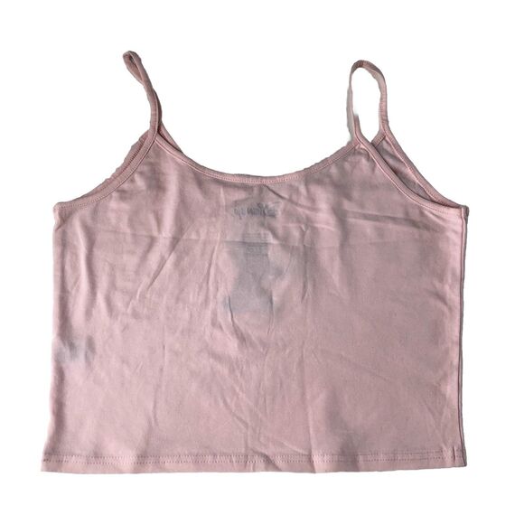 Disney Women Juniors Crop Tank Embroidered Stitch Pink Size Large - Picture 3 of 11
